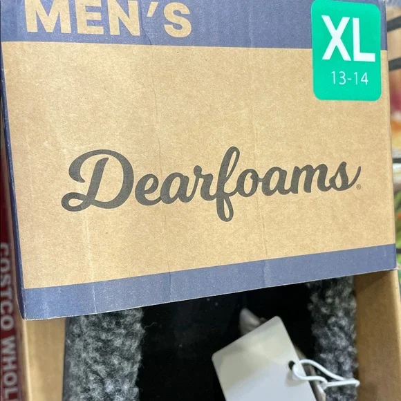 Dearfoams Slippers Memory Foam Herringbone Sherpa Mens Size 13-14 XL - Picture 2 of 6